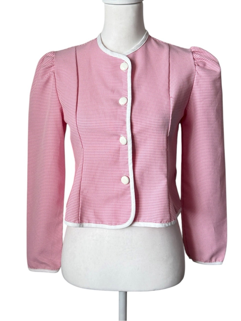 Pink Gingham Retro Vintage Jacket Blouse